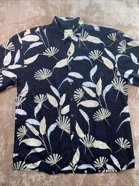 Joseph & Feiss Silk Hawaiian Floral Tropical Leaf Button up shirt